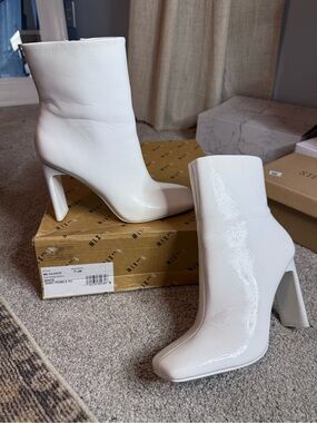 Mix No. 6 White Patent Ankle Boots